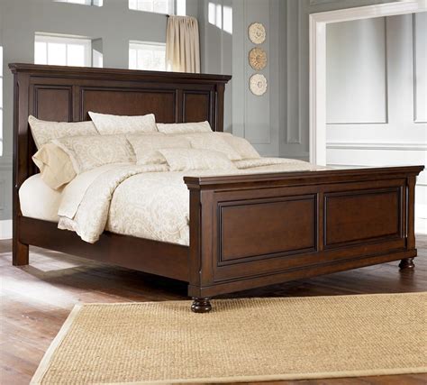 ashley king solid wood bed